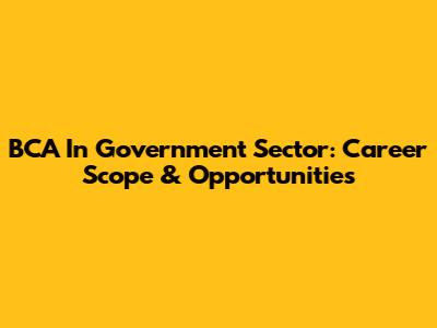 BCA In Government Sector: Career Scope & Opportunities