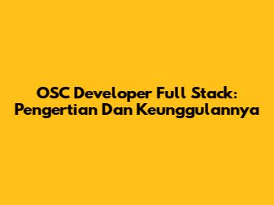 OSC Developer Full Stack: Pengertian Dan Keunggulannya